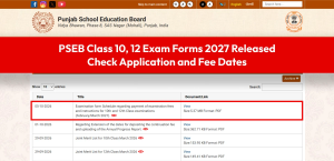 PSEB Class 10, 12 Exam Forms 2027 Released: Check Application and Fee Dates