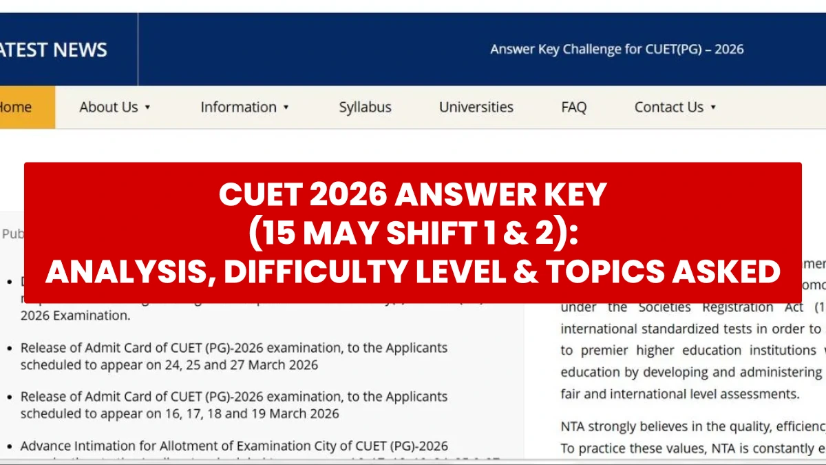 CUET 2026 Answer Key (15 May Shift 1 & 2): Analysis, Difficulty Level & Topics Asked