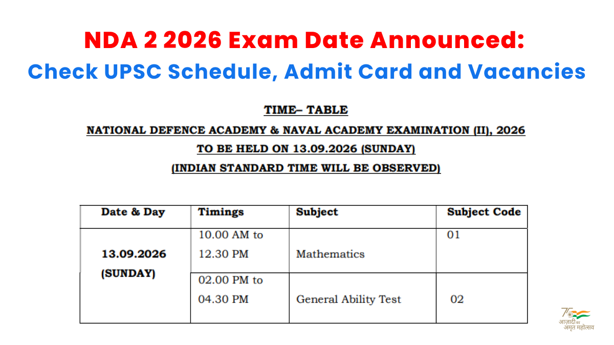 NDA 2 2026 Exam Date Announced: Check UPSC Schedule, Admit Card and Vacancies