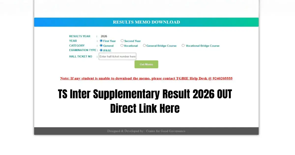TS Inter Supply Result 2026 Released: Direct Download Link, How to Check Scorecard Online