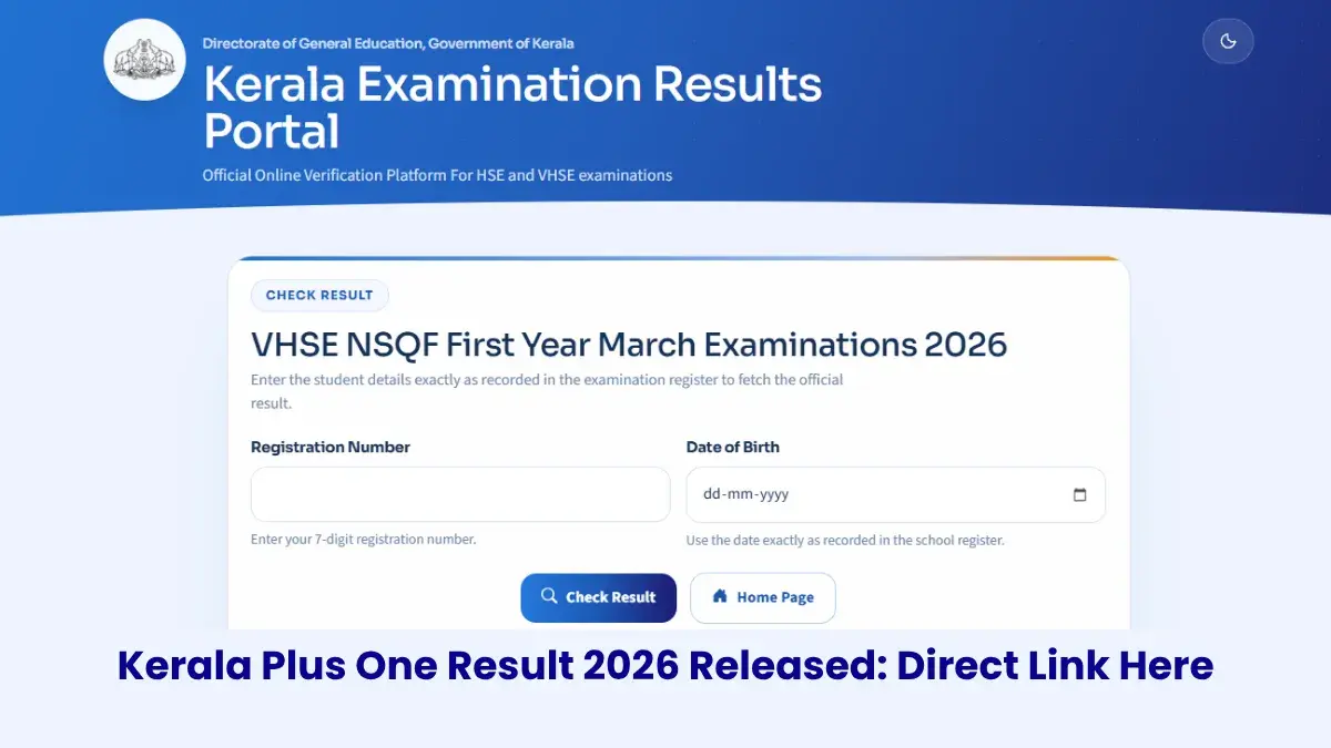 Kerala Plus One Result 2026 Out; Check Direct Link Here