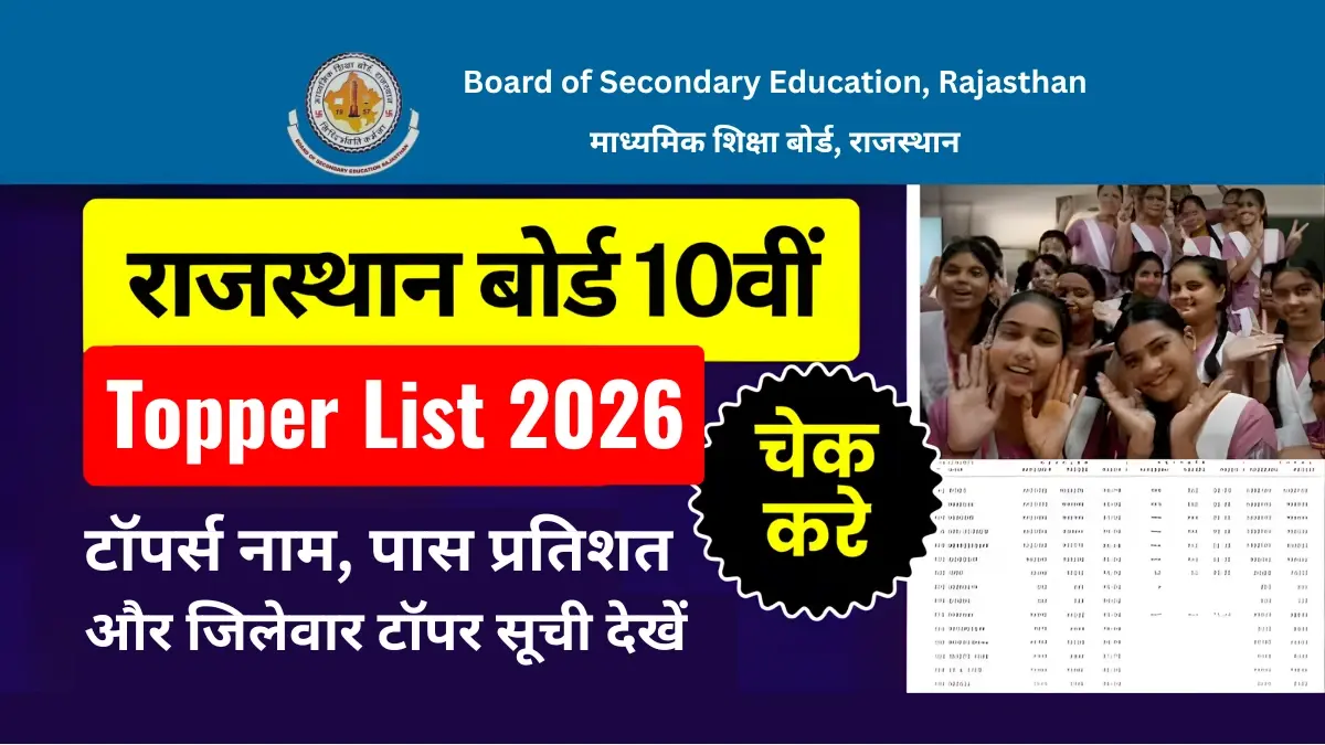 RBSE 10th Toppers List 2026: 94.23% स्टूडेंट्स पास- कोटा की अदिति बनी टॉपर | नाम, मार्क्स और जिलेवार सूची | लड़कियां आगे