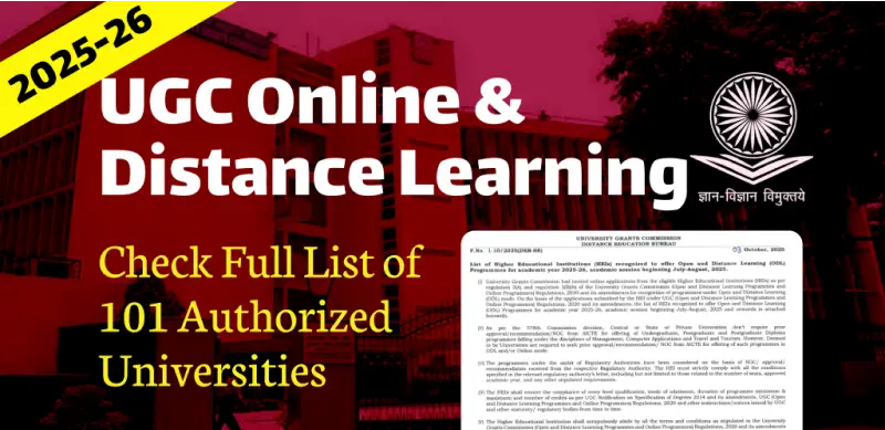 UGC Approved 101 Universities for Online and Distance Learning 2025-26: Complete List and Guidelines