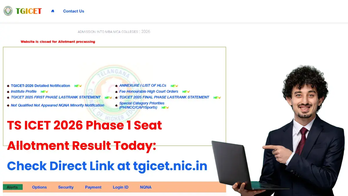 TS ICET 2026 Phase 1 Seat Allotment Result Today: Check Direct Link at tgicet.nic.in