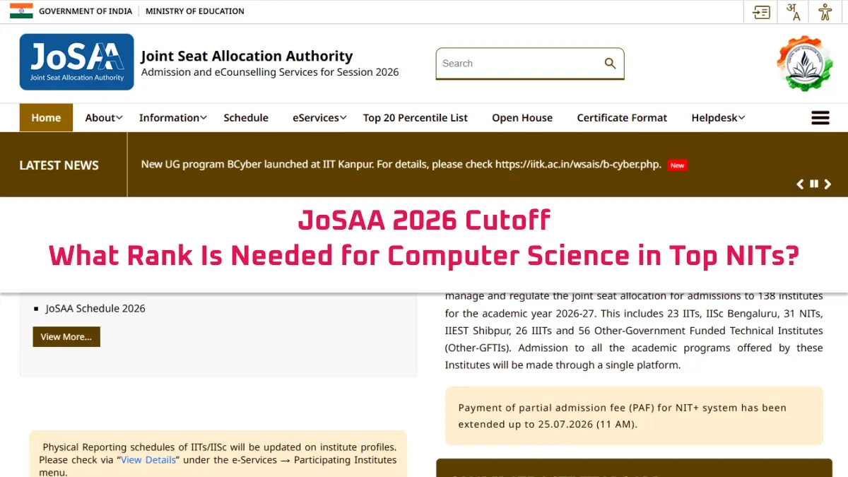 JoSAA 2026 Cutoff: What Rank Is Needed for Computer Science in Top NITs?