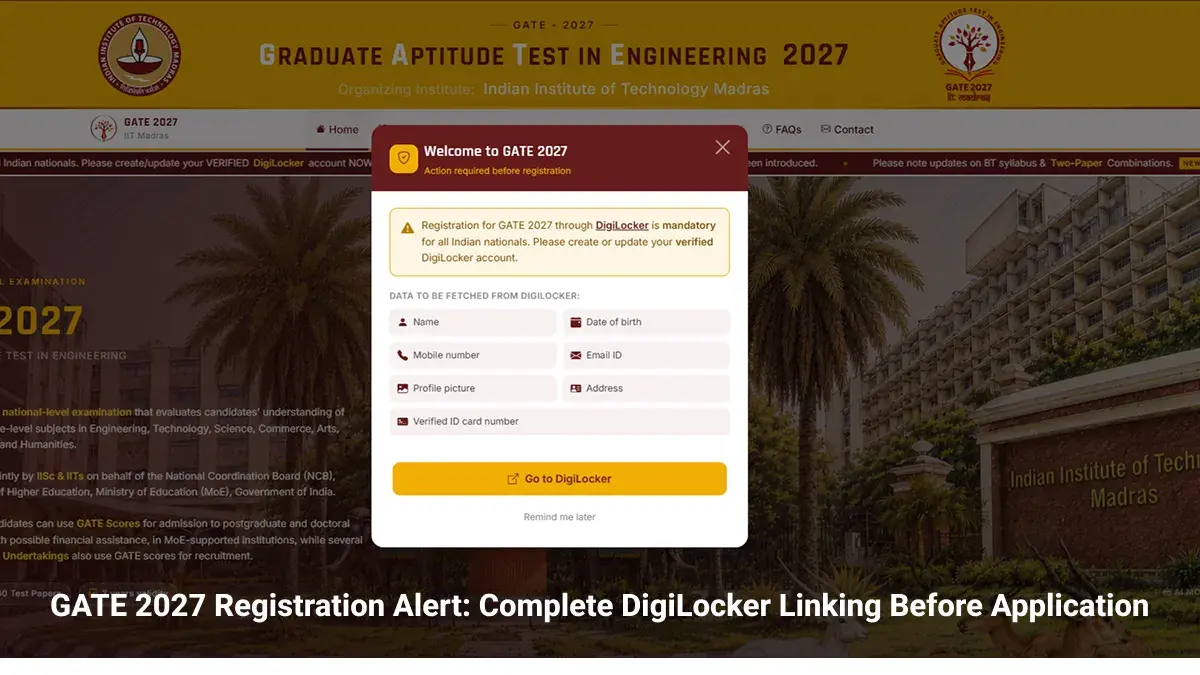 GATE 2027 Registration Update: Complete DigiLocker Linking Before Application