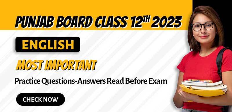 Punjab Board English Class 12th 2023 : Most Important Practice Questions-Answers; Read Before Exam