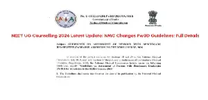 NEET UG Counselling 2026 Latest Update: NMC Changes PwBD Guidelines; Full Details