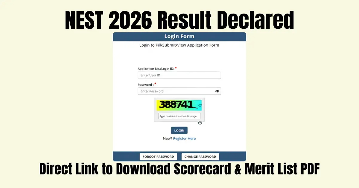 NEST 2026 Result Declared: Direct Link to Download Scorecard & Merit List PDF