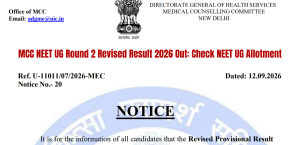 MCC NEET UG Round 2 Revised Result 2026 Released; Check Round 2 Seat Allotment Result Here