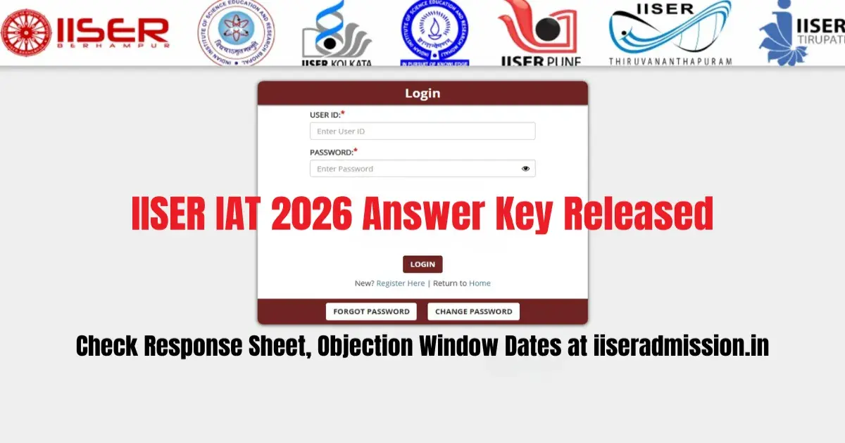 IISER IAT 2026 Answer Key Released: Check Response Sheet, Objection Window Dates at iiseradmission.in