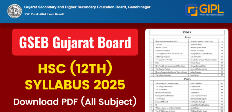 GSEB HSC (12th) Syllabus 2025 : Gujarat Board Class 12th Syllabus Released; Download PDF (All Subject)