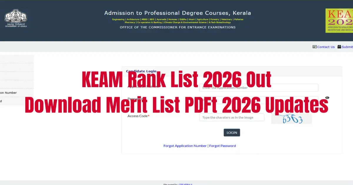 KEAM Rank List 2026 Released at cee.kerala.gov.in: How to Check & Download Merit List PDF