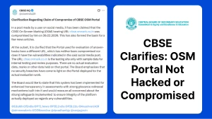 CBSE Clarifies: OSM Portal Not Hacked or Compromised; Full Details Inside