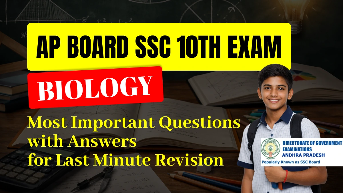 AP Board SSC Biology Exam 2025-26: Most Important Questions for Last Minute Revision PDF