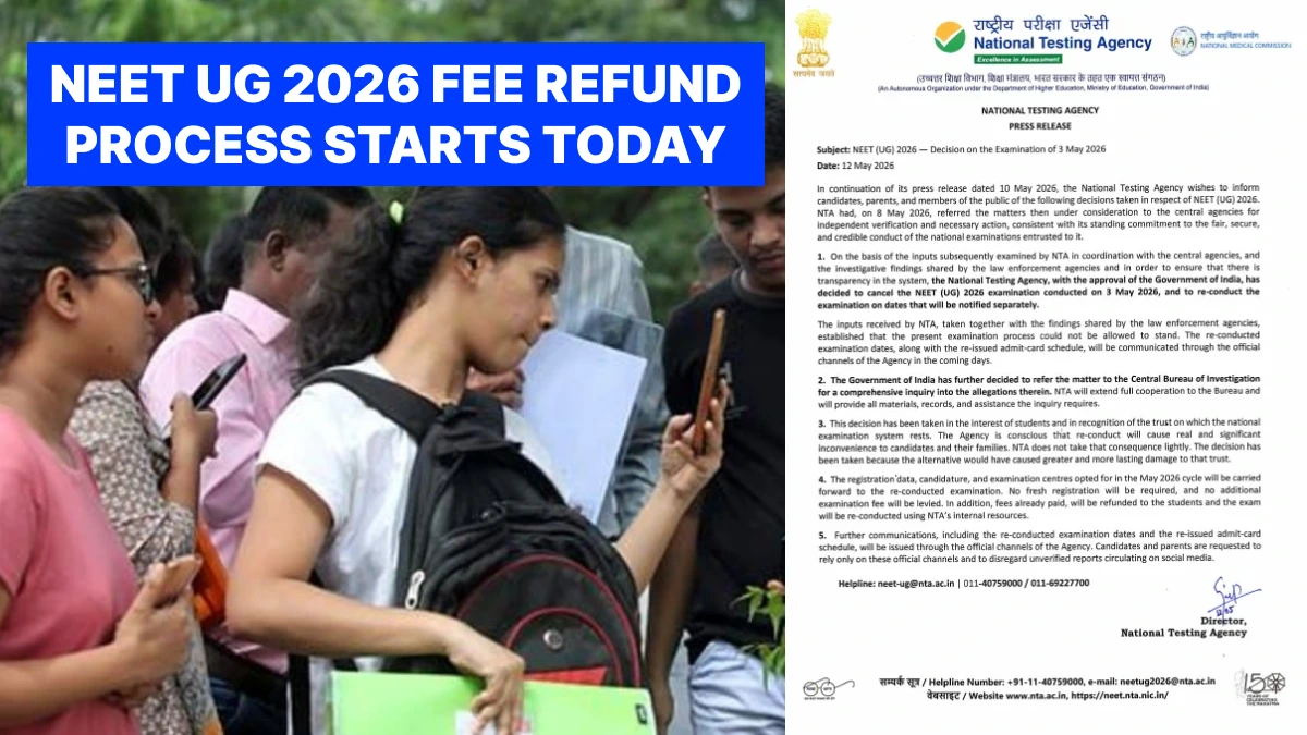 NEET UG 2026 Fee Refund Process Starts Today — NTA Asks Candidates to Submit Bank Details