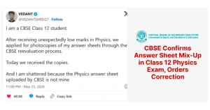 CBSE Confirms Answer Sheet Mix-Up in Class 12 Physics Exam, Orders Correction