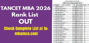 TANCET MBA 2026 Rank List Out: Check Complete List at tn-mbamca.com